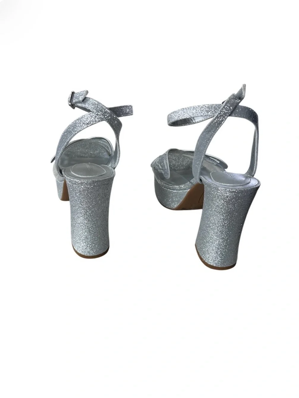 Copper Key Marigold Silver Glitter Butterfly. Rhinestone Platform Sandals 7,5 M